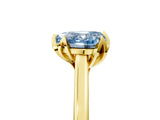 Yellow gold Fancy Blue Heart Cut Diamond Solitaire Ring with Flower Prong Setting and Classic Band_81