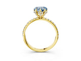 Yellow gold Fancy Blue Heart Cut Diamond Solitaire Ring with Four-Prong Setting and Pavé Band_6