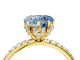 Yellow gold Fancy Blue Heart Cut Diamond Solitaire Ring with Four-Prong Setting and Pavé Band_7
