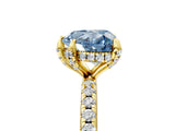 Yellow gold Fancy Blue Heart Cut Diamond Solitaire Ring with Four-Prong Setting and Pavé Band_8