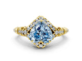 Yellow gold Fancy Blue Heart Cut Diamond Solitaire Ring with Hidden Halo and Pavé Band_27