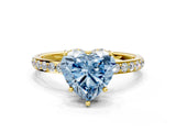 Yellow gold Fancy Blue Heart Cut Diamond Solitaire Ring with Pavé Band and Hidden Halo_68
