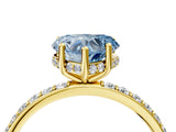 Yellow gold Fancy Blue Heart Cut Diamond Solitaire Ring with Pavé Band and Hidden Halo_72