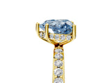 Yellow gold Fancy Blue Heart Cut Diamond Solitaire Ring with Pavé Band and Hidden Halo_73