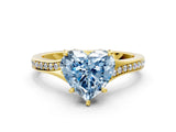 Yellow gold Fancy Blue Heart Cut Diamond Solitaire Ring with Pavé Band and Prong Setting_12