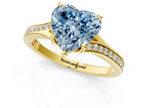 Yellow gold Fancy Blue Heart Cut Diamond Solitaire Ring with Pavé Band and Prong Setting_13