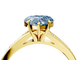 Yellow gold Fancy Blue Heart Cut Diamond Solitaire Ring with Pavé Band and Prong Setting_16