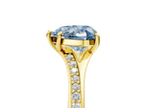 Yellow gold Fancy Blue Heart Cut Diamond Solitaire Ring with Pavé Band and Prong Setting_17