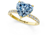 Yellow gold Fancy Blue Heart Cut Diamond Solitaire Ring with Pave Band and Four Prong Setting_110