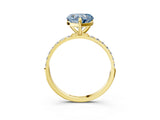 Yellow gold Fancy Blue Heart Cut Diamond Solitaire Ring with Pave Band and Four Prong Setting_112