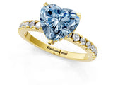 Yellow gold Fancy Blue Heart Cut Diamond Solitaire Ring with Round  Pavé Band and Four-Prong Setting_37