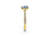 Yellow gold Fancy Blue Heart Cut Diamond Solitaire Ring with Round  Pavé Band and Four-Prong Setting_38