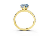 Yellow gold Fancy Blue Heart Cut Diamond Solitaire Ring with Round  Pavé Band and Four-Prong Setting_39