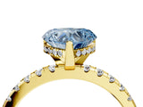 Yellow gold Fancy Blue Heart Cut Diamond Solitaire Ring with Round  Pavé Band and Four-Prong Setting_40