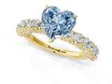 Yellow gold Fancy Blue Heart Cut Diamond Solitaire Ring with Shared Prong Pavé Band and Four-Prong Setting_61