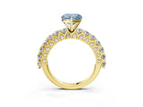 Yellow gold Fancy Blue Heart Cut Diamond Solitaire Ring with Shared Prong Pavé Band and Four-Prong Setting_63