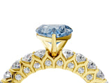 Yellow gold Fancy Blue Heart Cut Diamond Solitaire Ring with Shared Prong Pavé Band and Four-Prong Setting_64