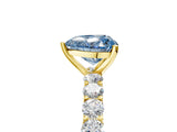 Yellow gold Fancy Blue Heart Cut Diamond Solitaire Ring with Shared Prong Pavé Band and Four-Prong Setting_65