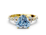 Yellow gold Fancy Blue Heart Cut Diamond Solitaire Ring with Side Stones and Four-Prong Setting_36