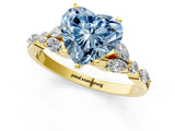 Yellow gold Fancy Blue Heart Cut Diamond Solitaire Ring with Side Stones and Four-Prong Setting_37