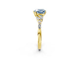 Yellow gold Fancy Blue Heart Cut Diamond Solitaire Ring with Side Stones and Four-Prong Setting_38