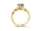 Yellow gold Fancy Blue Heart Cut Diamond Solitaire Ring with Side Stones and Four-Prong Setting_39