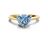 Yellow gold Fancy Blue Heart Cut Diamond Solitaire Ring with Six-Prong Setting and Classic Band_280