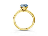 Yellow gold Fancy Blue Heart Cut Diamond Solitaire Ring with Six-Prong Setting and Classic Band_283