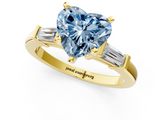 Yellow gold Fancy Blue Heart  Cut Diamond Solitaire Ring with Tapered Baguette Accents and Four-Prong Setting_45