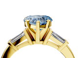Yellow gold Fancy Blue Heart  Cut Diamond Solitaire Ring with Tapered Baguette Accents and Four-Prong Setting_48