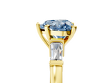 Yellow gold Fancy Blue Heart  Cut Diamond Solitaire Ring with Tapered Baguette Accents and Four-Prong Setting_49