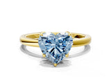 Yellow gold Fancy Blue Heart Cut Diamond Solitaire Ring with Thin Band and Prong Setting_12
