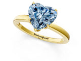 Yellow gold Fancy Blue Heart Cut Diamond Solitaire Ring with Thin Band and Prong Setting_13