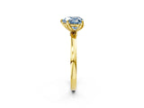 Yellow gold Fancy Blue Heart Cut Diamond Solitaire Ring with Thin Band and Prong Setting_14