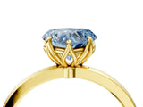 Yellow gold Fancy Blue Heart Cut Diamond Solitaire Ring with Thin Band and Prong Setting_16