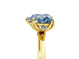Yellow gold Fancy Blue Heart Cut Diamond Solitaire Ring with Thin Band and Prong Setting_17