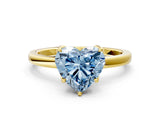 Yellow gold Fancy Blue Heart Cut Diamond Solitaire Ring with Thin Band and Prong Setting_24