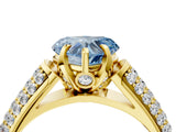 Yellow gold Fancy Blue Heart Cut Diamond Solitaire Ring with Three-Row Pavé Band and Four-Prong Setting_40