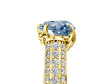 Yellow gold Fancy Blue Heart Cut Diamond Solitaire Ring with Three-Row Pavé Band and Four-Prong Setting_41