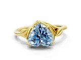 Yellow gold Fancy Blue Heart Cut Diamond Solitaire Ring with Twist Band and Four-Prong Setting_143