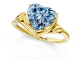 Yellow gold Fancy Blue Heart Cut Diamond Solitaire Ring with Twist Band and Four-Prong Setting_144