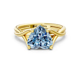 Yellow gold Fancy Blue Heart Cut Diamond Solitaire Twist Band Prong Setting Ring_55