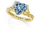 Yellow gold Fancy Blue Heart Cut Diamond Solitaire Twist Band Prong Setting Ring_56