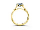 Yellow gold Fancy Blue Heart Cut Diamond Solitaire Twist Band Prong Setting Ring_58