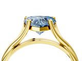 Yellow gold Fancy Blue Heart Cut Diamond Solitaire Twist Band Prong Setting Ring_59