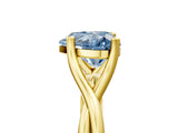 Yellow gold Fancy Blue Heart Cut Diamond Solitaire Twist Band Prong Setting Ring_60