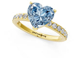 Yellow gold Fancy Blue Heart  Cut Diamond Solitaire with Pave Band and Four-Prong Setting 1