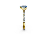 Yellow gold Fancy Blue Heart  Cut Diamond Solitaire with Pave Band and Four-Prong Setting 2