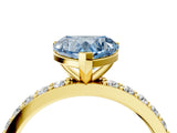 Yellow gold Fancy Blue Heart  Cut Diamond Solitaire with Pave Band and Four-Prong Setting 4