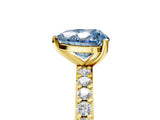 Yellow gold Fancy Blue Heart  Cut Diamond Solitaire with Pave Band and Four-Prong Setting 5